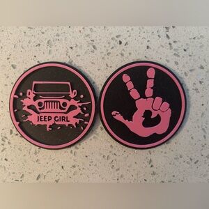 Jeep Girl Pink and Black Car Cup Coasters set of 2